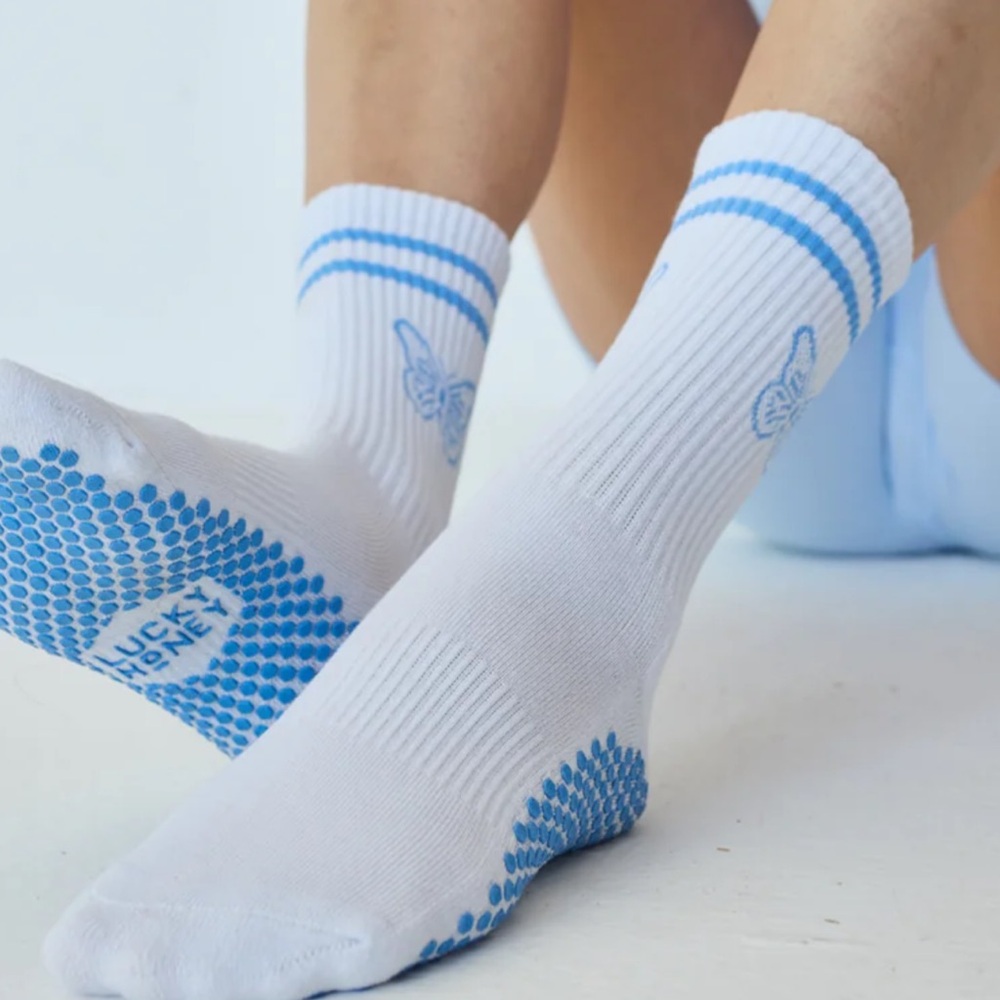 NEW Lucky Honey Grip Socks Pilates Yoga Barre Butterfly - Picture 2 of 5